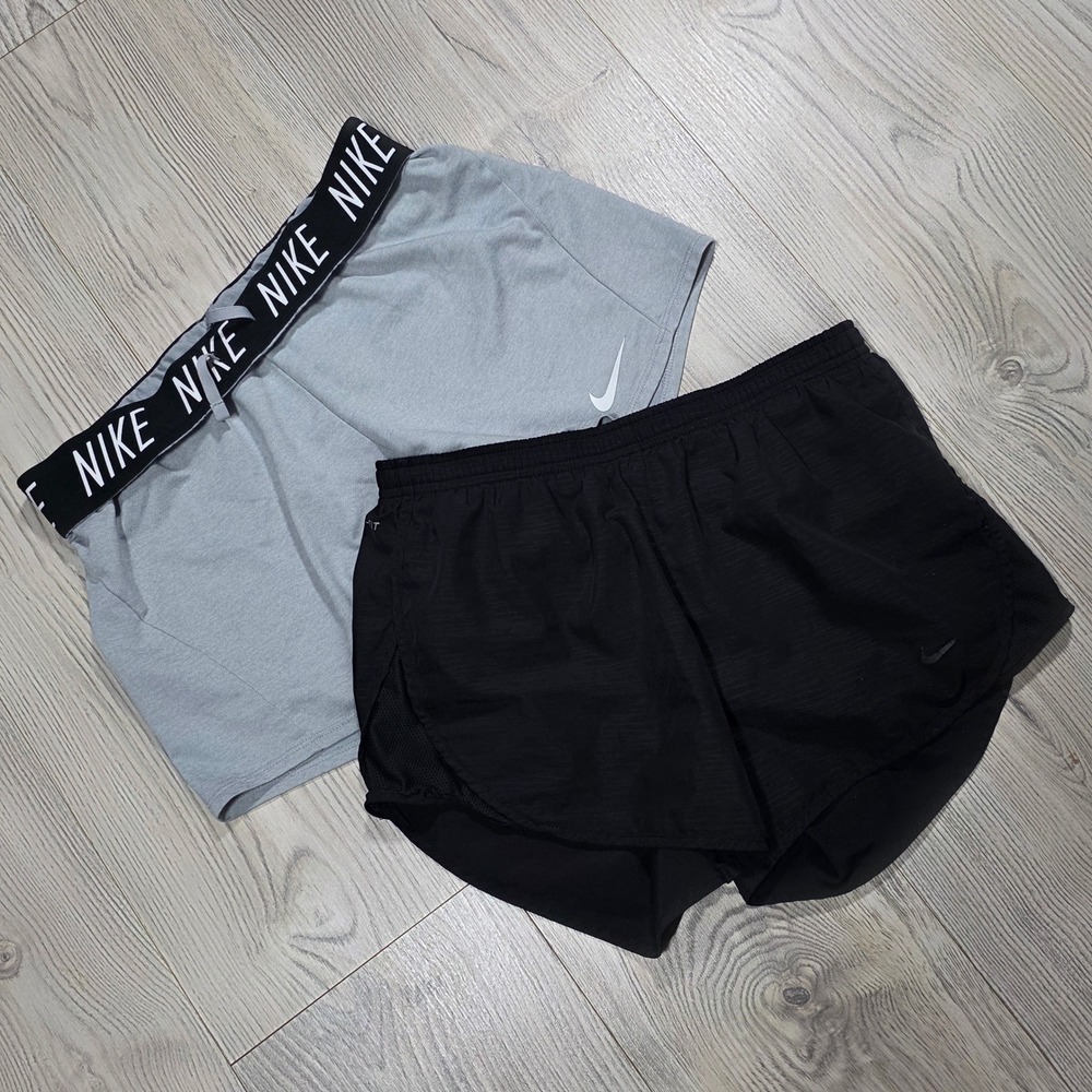 2 Nike Athletic Shorts - Pro Training and Tempo- Black Gray - Womens Small